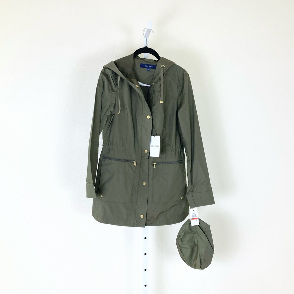 Cole Haan Packable Hooded Jacket in Olive